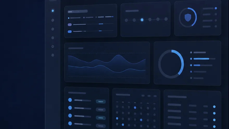 Ilustracao de um painel de controle de opcoes com premios, vencimentos e cobertura organizados.
